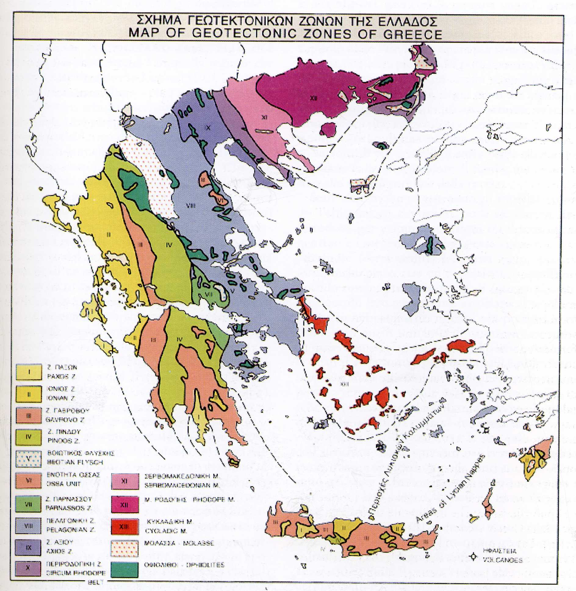 Mappa geotettonica della Grecia